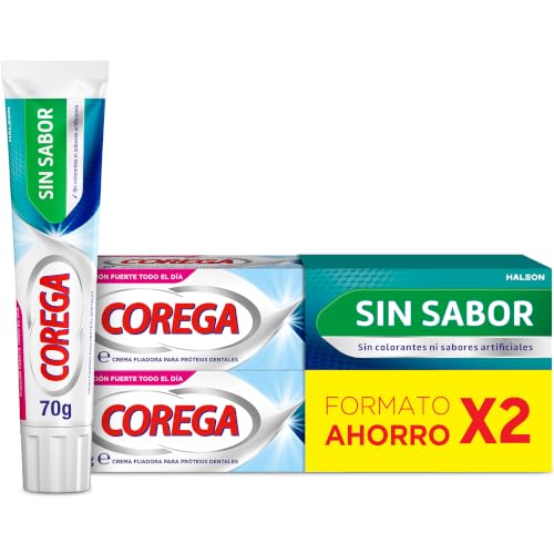 Sin Sabor Crema Fijadora Prótesis Dentales, Fijación Fuerte, 2 x 70 g