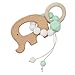 Dolland Wooden Teether Chew Beads Baby Rattle Teether Crochet Beads Teething Ring Mom Bracelet Food Grade Materials Toy ,Elephant
