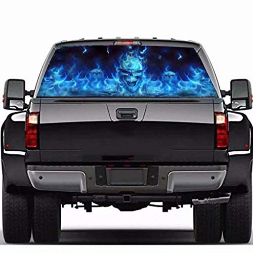 Forgun Flaming Skull,Rear Window Decal Sticker for Cars and Trucks