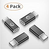 USB Type C Adapter 4 Pack,EMNT Micro USB（Female） to USB Type C（Male） Charge and Data Sync Converter Cable Connector Adaptor for Samsung Galaxy Note 8 S8,Nintendo Switch and More-Black