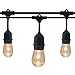 Festival carol Outdoor Waterproof String Light Commercial Hanging Heavy Duty light 1W Warm Shatter-Proof LED Bulbs 48 ft ambiance party lights at wedding deck yard patio(2 Spare Bulbs) Black cable