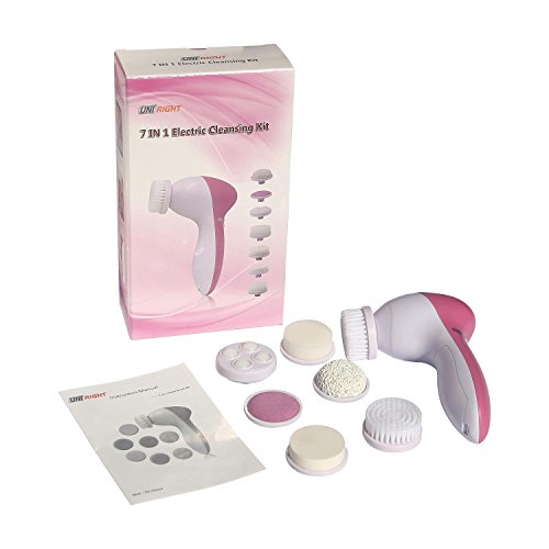 7 in 1 Facial Cleansing Brush,Uni-Right Electric Waterproof Face Cleaner Scrubber Multifunction Body Skin Care SPA Massager Exfoliator for Acne, Blackheads and Dead Skin Removal (Pink) - Thumbnail 7