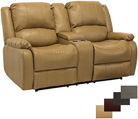 Charles Ashton Home Collection | 67" Double Recliner Sofa & Console | Space Saving Design For Apartment Living | Classic Style Loveseat & Console | Perfect for a Tiny Home or Dorm | Modular | Toffee