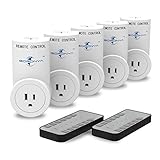 Goronya Wireless Outlet Switch with Remote,Electrical Plug Outlet Control for Household Appliance Lamp Light Etc (5 Plug/2 Remote)