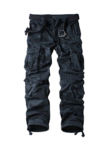 OCHENTA Men's Outdoor Wild Military 8 Pockets Cargo Pant #3357 Navy Camo 36