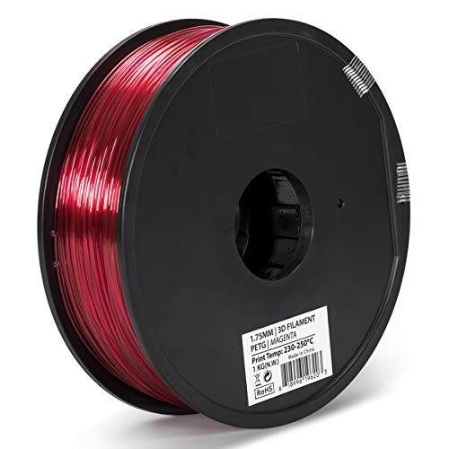 Inland 1.75mm Translucent Magenta PETG 3D Printer Filament - 1kg Spool (2.2 Lbs)