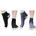 Wisdompro 2 Pairs Toeless Half Toe Yoga Socks with Anti Slip Grip for Women & Men (BG-SM)