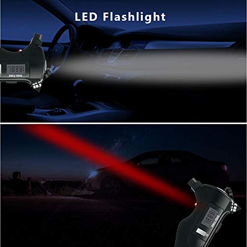 Dr. Prepare 5-in-1 Digital Tire Pressure Gauge with Emergency Rescue Tool Kit Safety Hammer Seatbelt Cutter LED Flashlight SOS Rescue Light for Bike Motorcycle Car Truck SUV (Battery Not Included) - Thumbnail 6