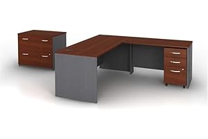 Bush Business Furniture Series C 4-Piece L-Shape Computer Desk in Hansen Cherry