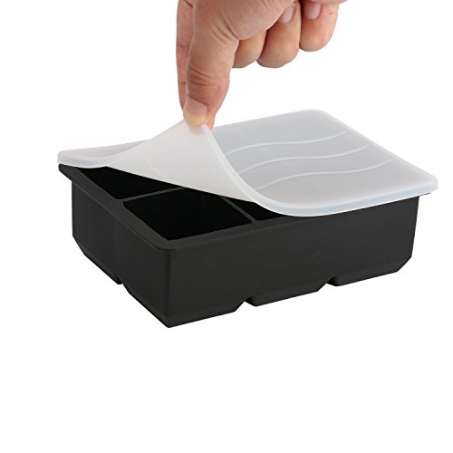 XXL Silikon Eiswürfelform mit Deckel für 6 Jumbo Eiswürfel Eiswürfelbereiter für Whisky, Cocktails und Getränk 48 x 48mm… – Bild 3