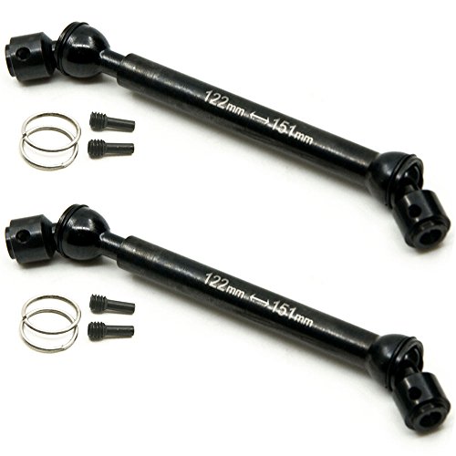 Que-T 2 Pcs Steel 122-151mm Drive Shafts for 1/10 Axial Wraith/SCX10/Dingo/D90 RC Crawler Car (122MM-151MM)
