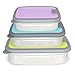 +Steel 18/8 Stainless Steel Rectangular Food Container Set of 3, Nesting Food Storage Set with lids BPA Free
