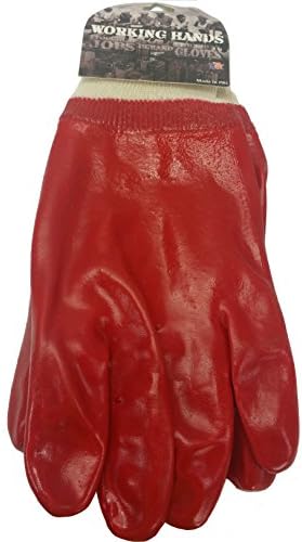 Working Hands PVC Coated Chemical Work Gloves (Red)