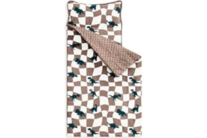 DECKY'S DREAM CO Dinosaur Checkered Nap Mat for Toddlers-Soft Washable, Portable with Pillow-Perfect for Daycare and Travel Preschool, Soft Fabric nap mat