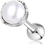 OUFER 16G 316L Stainless Steel Crown Pearl Cartilage Earring Tragus Helix Earrings