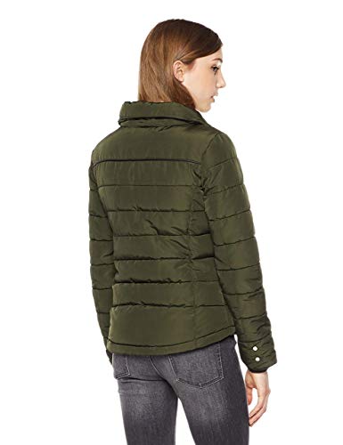 Royal Matrix Women's Heavy Short Quilted Puffer Coat with Removable Faux Fur (Kaki, 8) - Thumbnail 2