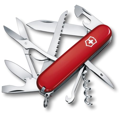 Victorinox Swiss Army Knife Huntsman - 15 Functions Pocket Knife - Red