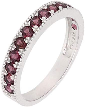 BL Jewelry Sterling Silver Natural or Created Birthstone Stackable Half Eternity Band Ring
