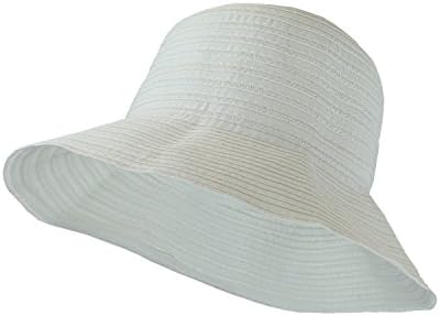 White Roll Up Travel Bucket Sun Hat, 3.5in Wide Brim, SPF 50 UV Block