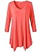 JollieLovin Womens Plus Size 3/4 Sleeve Loose-fit T Shirt for Leggings Tunic Top (Watermelon, 2X)