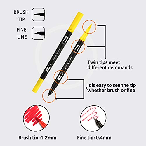 Keebor-Dual-Tip-Art-Brush-Pens-24-Pack-Brush-Tips-and-Fine-Point-Pens-Colored-Set-Good-for-Journal-Calligraphy-Planner-Coloring-Book