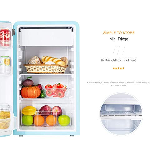 KUPPET Retro Mini Fridge Compact Refrigerator with Covered Chiller