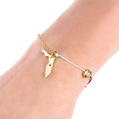 CORJENT Florida State Charm Bracelet, CZ and Gold Plated.