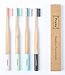 Bamboo Toothbrush-Fcysy Organic Natural Biodegradable Bamboo Charcoal Toothbrush with Soft BPA-Free Germany Imported Spiral Nylon Bristles, Unique Color Combination Travel Toothbrush Set-4 PACK