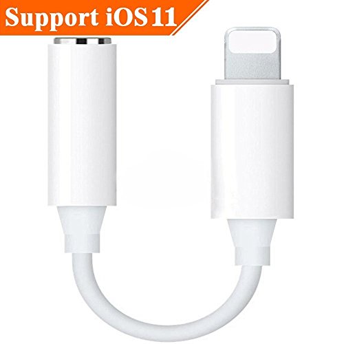 Lightning to 3.5mm Headphone Jack Adapter Dongle for iPhone 8/8 Plus/iPhone X/iPhone 7/7 Plus iPod Touch iPad Lighting Earphone Connector Aux Audio Cable Support iOS 10.3 or 11 Later