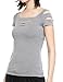 Off Shoulder Tops for Women Ripped TShirts Cut Out Blouses Short Sleeve Tees