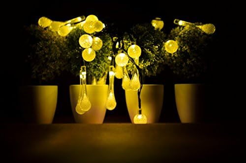 Unique Solar String Lights with Two Different Shapes by Yokey, 20ft 30 LED Crystal Ball and Tear Drop, Waterproof Outdoor Solar Powered String Lighting for Home Party Camping