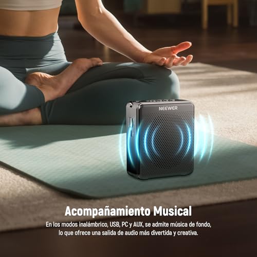 NEEWER VA02 Amplificador de Voz con micrófono inalámbrico, Mini USB C portátil, Recargable con cancelación de Ruido, megáfono y micrófono, Juego de 10 Horas, Rango de 15 m para Profesores y guías