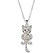 Heirloom Finds Movable Kitten Cat Animal Pendant Necklace Crystal Silver Tone