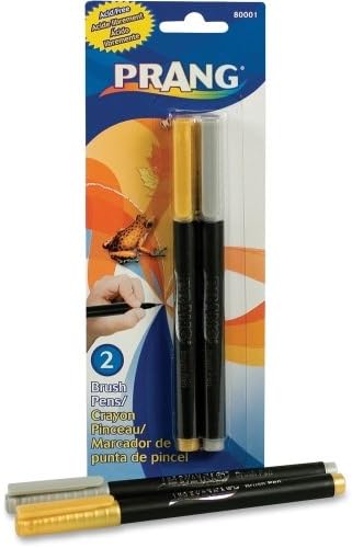 Dixon Prang Metallic Colors Brush Pen - Gold, Silver Ink - 2 / Set