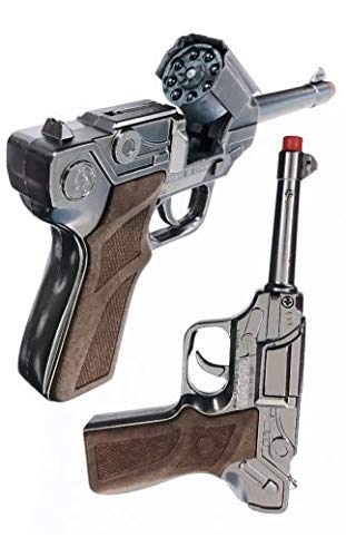 Big Game Toys~Luger German-Style Toy Cap Gun Semi-auto Pistol-Metal-Prop-Costume 8-Shot-Ring caps