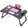Laptop-Table-with-USB-Ports-Elekin-Laptop-Standing-Desk-for-Bed-Portable-Bed-Tray-Lap-Desk-with-Cup-Holder-for-Writing-Reading-Working-on-BedCouchSofa-with-Little-Gift-Small-Fan-Small-Lamp Laptop Table with USB Ports, Elekin Laptop Standing Desk for Bed, Portable Bed Tray, Lap Desk with Cup Holder for…