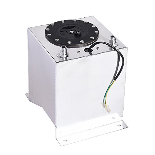 2.5-Gallon Universal Fuel Cell Gas Tank Aluminum Polished Racing Street Drift Strip Fuel Cell Tank with Level Sender Silver