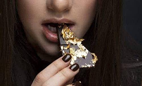 FGLC Gold Leaves 24k Edible Pure Veg Gold Leaves 75MM”x50MM” Size 25pcs Gold Vark Sheets, Varak for Sweets, Cake Decoration, Ice Cream, Serums, Ayurvedic Medicine, Royals Foods, Face Facial Spa, Nails