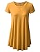 URBANCLEO Womens Round Neck Elong Tunic Top Mini T-Shirt Dress Mustard Medium
