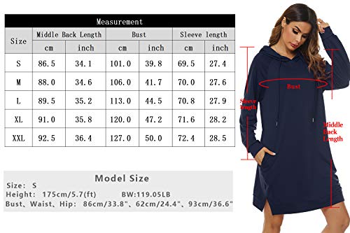 Sykooria-Felpa-Lunghe-con-Cappuccio-da-Donna-Hoodie-Sportiva-Invernale-con-Tasca-Pullover-Casual-Manica-Lunga-S-XXL