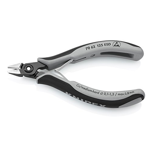 Knipex Präzisions-Elektronik-Seitenschneider ESD brüniert, mit Mehrkomponenten-Hüllen 125 mm 79 62 125 ESD – Bild 3