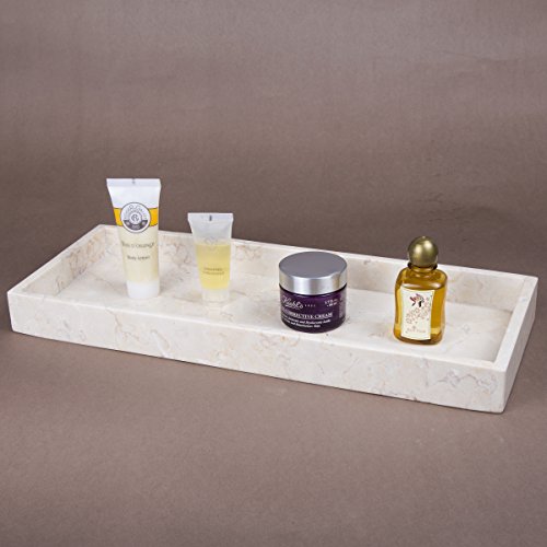 Creative Home Natural Champagne Marble Stone Vanity Tray, Organizer