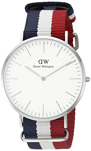 Daniel Wellington Men s 0203DW Cambridge Stainless Steel Watch With Multi-Color Nylon Band