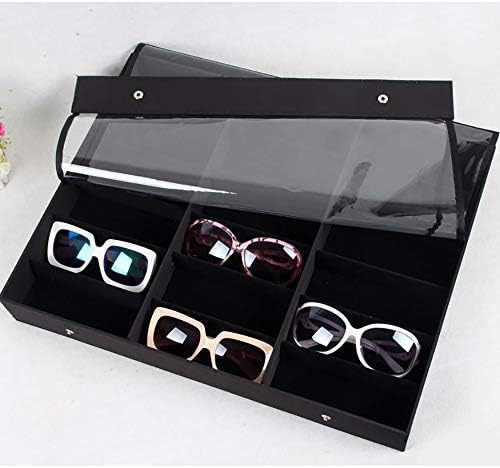 Liergou Reading Glasses Collector 18 Glasses Display Box Transparent Cover Glasses Storage Box Sunglasses Display Rack (Color : Black)