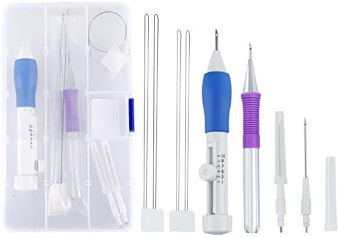 Punch Embroidery Needles,Embroidery Stitching Punch Pen Set Craft Tool for Embroidery Threaders DIY Sewing