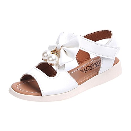 Click Here to See More Images NEARTIME Baby Toddler Girls and Little Girls Cut Out Bow Dress Flat Sandals (Age: 7T, White)