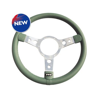 Mountney 33SPVN Polished Center Semi - Dished 3 Spoke, Green Vinyl