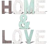 MEANT2TOBE Rustic Wood Home & Love Signs Home D&eacute;cor | Freestanding Wooden Letters for Home D&eacute;cor| Multi-Color Wooden Signs |Decorative Word Signs| Multicolor Table Decor Centerpiece| (Blue)