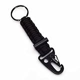 Freehawk 1Pcs Firestarter Paracord Keychain Braided Paracord Survival Keychain Paracord Braided Rope Cord Band Keychain with Firestarter in Black