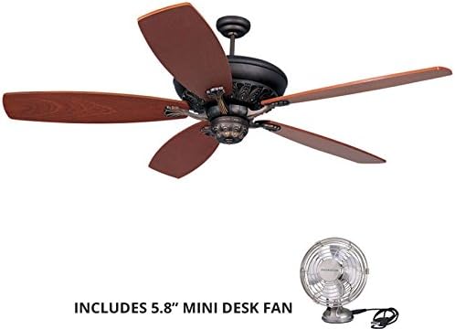 Monte Carlo 5SIRB, St. Ives Roman Bronze 60" Ceiling Fan with MC5B100 Blades (Includes Mini Desk Fan)